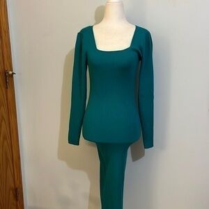 NWT Zara maxi rubbed bodycon dress size medium teal long sleeve